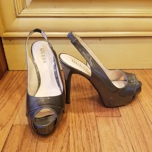 GUESS grey metallic high heels size 7